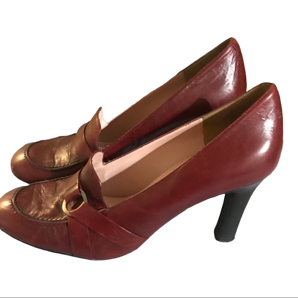 Enzo angiolini dark red supremely comfortable classic loafer pump heels size 10‎